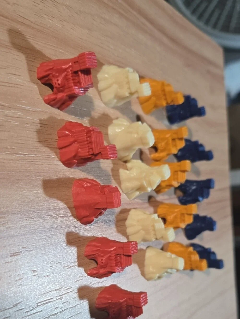 Source Unknown Multi-Color Small Game Pieces Set - Blue, Yellow, Cream, Red Tiki